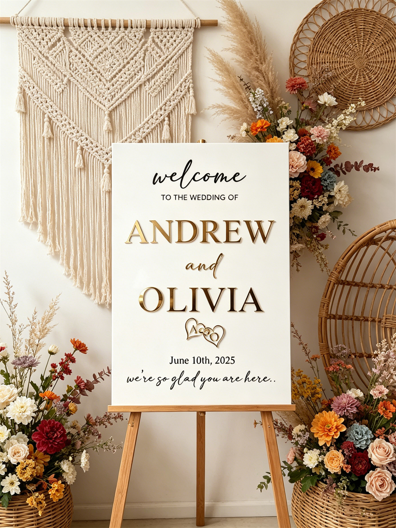 Wedding Welcome Sign - Personalized acrylic wedding welcome sign, modern and fashionable decoration of the wedding entrance. Welcome to our wedding sign